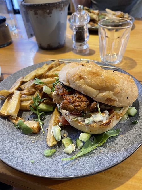 KFV burger- fried tofu! Amazing!   at Wild Thyme Cafe in Bright