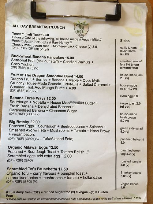 Menu  at Wild Thyme Cafe in Bright