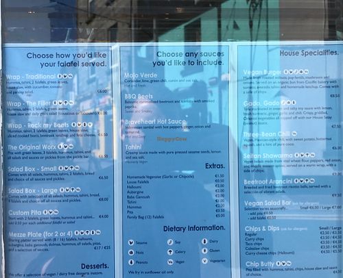 Menu at The Gourmet Offensive in Galway