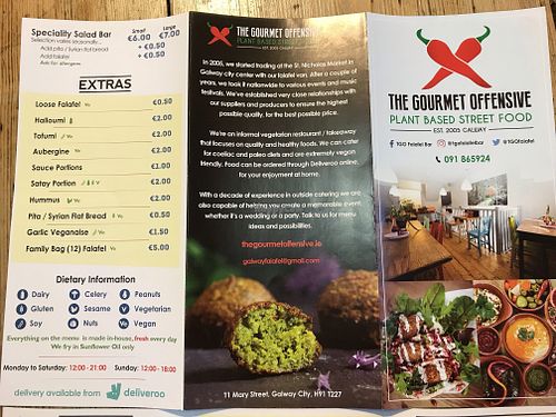 Paper menu side B at The Gourmet Offensive in Galway