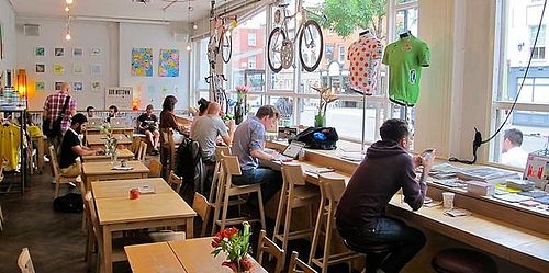 inside at Le Cafe Velo in Grenoble