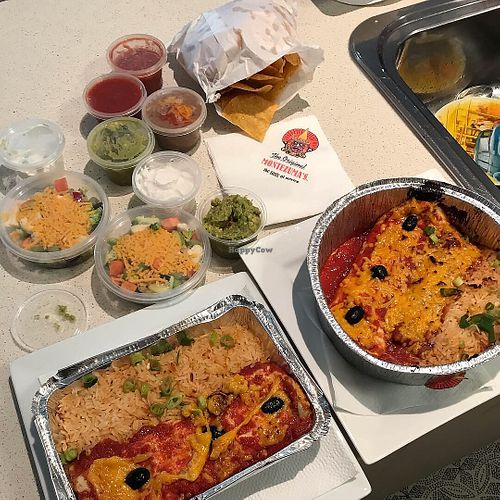 All vegan. San Antonio Nachos and Burritos/Enchiladas are all amazing. at Montezuma's in Labrador