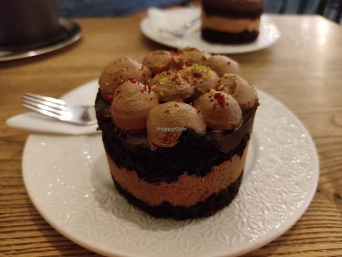 Chocolate cake at Pastva in Prague