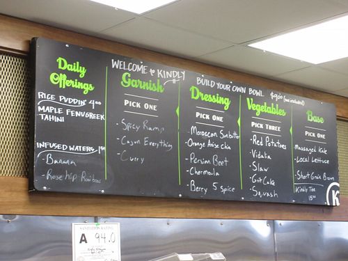 menu at Kindly Kitchen in Boone