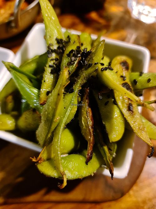 Smoked garlic edamame at Elixiba in Maroochydore