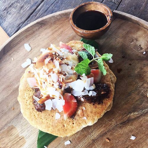 Pedal Power Pancakes with coconut whip. Very very tasty. at Pels Supershop in Tibubeneng