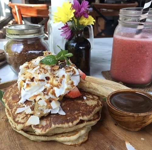 Pancakes + watermelon juice at Pels Supershop in Tibubeneng