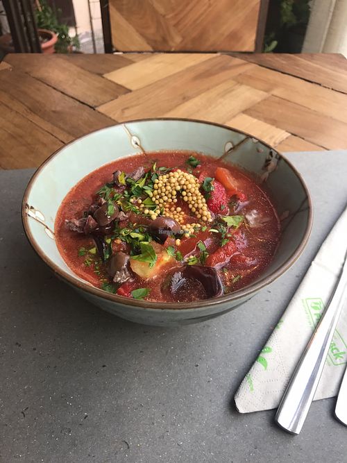 red gazpacho  at Ecru in Rome