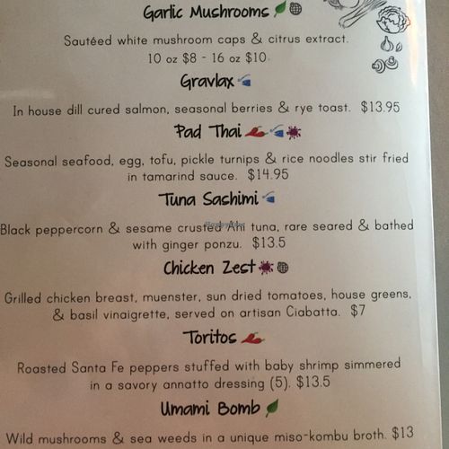 menu at Nokturne in Houston
