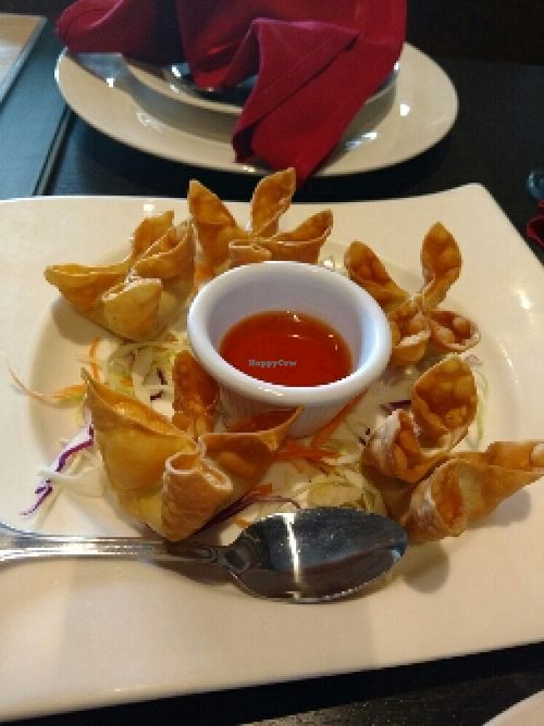 avocado and cream cheese won ton at Veganic Thai Cafe in San Diego