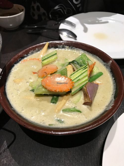 Green curry with vegetables  at Veganic Thai Cafe in San Diego