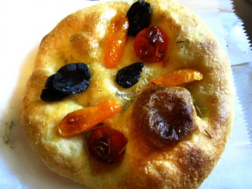 Pizzetta. I thought it would be kind of bland because there were few toppings, but it turned out incredibly tasty. The dough is delightful. at Cafe Dei Campi in Montreal