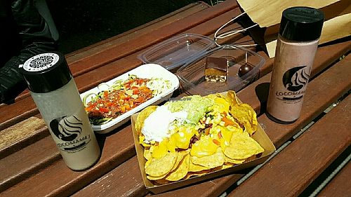 All vegan! nachos and zooles and smoothies and caramel slice and chocolate drop. So so good at Cocomamas in Elsternwick