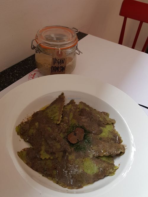 Vegan ravioli at Pasta Factory in Manchester