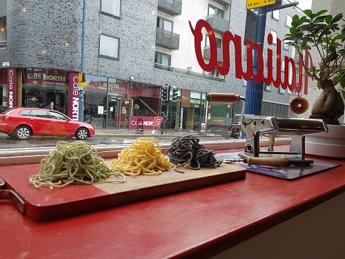 Decor at Pasta Factory in Manchester