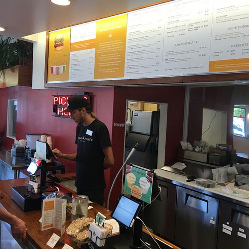 Large menu at Plant Power Fast Food - Ocean Beach in San Diego