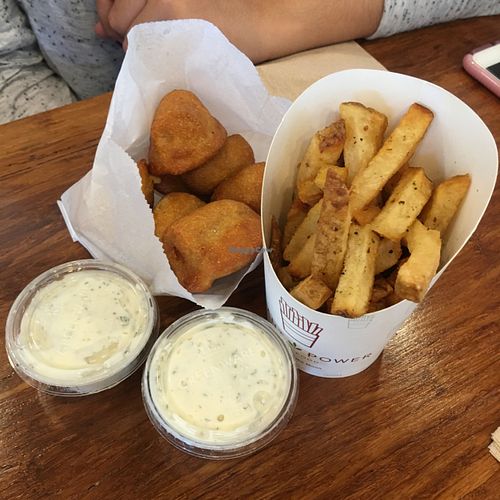 Mini corn dogs were a hit! at Plant Power Fast Food - Ocean Beach in San Diego