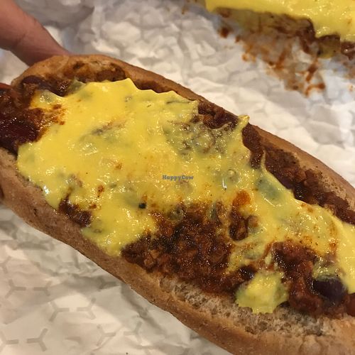 Chili cheese dog at Plant Power Fast Food - Ocean Beach in San Diego