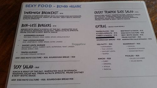 Menu page 1 at Sexy Food in Western Cape