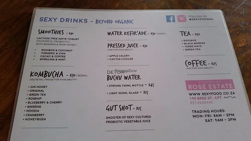 Menu page 2 at Sexy Food in Western Cape