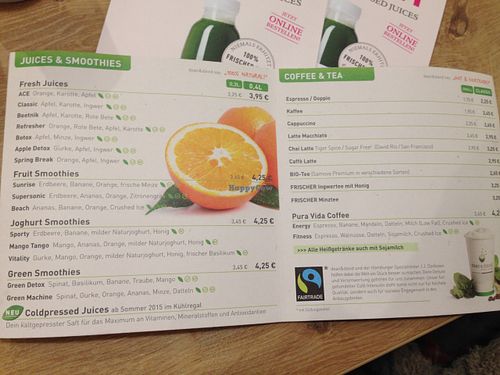 menu at Dean & David - Hunsrückenstr in Dusseldorf