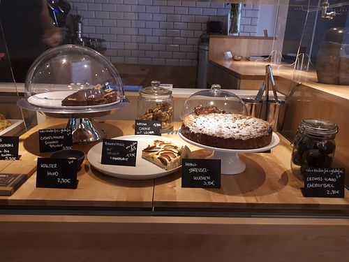 Desserts (vegan is marked with V+) at Sprout in Dresden