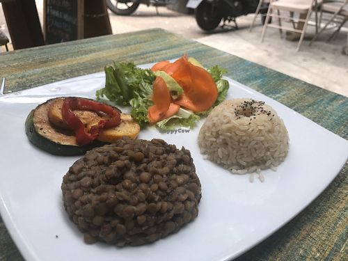Daily menu (bowl of soup and juice included as well) at Marietta in Medellin