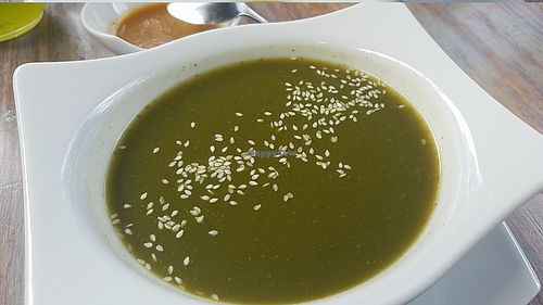 Spinach cream soup at Marietta in Medellin