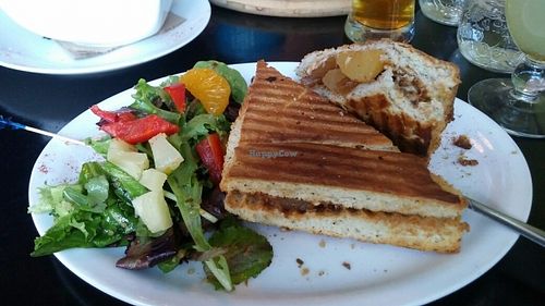 Vegan grilled cheese at Nourish Bistro in Banff