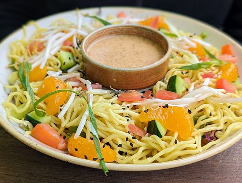 Ramen salad at Nourish Bistro in Banff