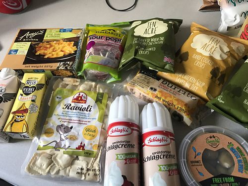 haul of items bought from the fridges! at Vx in Bristol