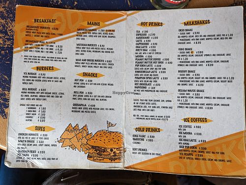 menu at Vx in Bristol