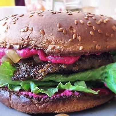 Mediterreanean vegan burger at La Cocina de Sofia in Veracruz
