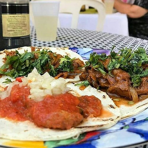 Real Mexican tacos 100% VEGAN!, chicharrón en salsa y cochinita pibil  at La Cocina de Sofia in Veracruz