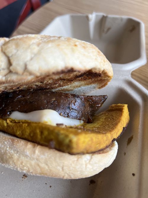  Breakfast sausage and tofu sandwich   at Funk N Waffles in Syracuse