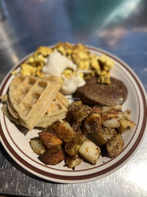 Classic platter veganized  at Funk N Waffles in Syracuse