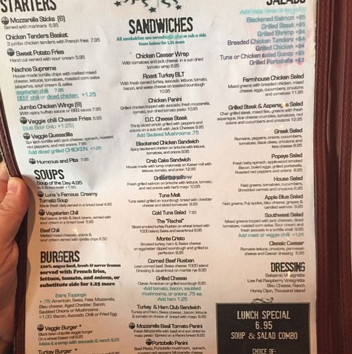 menu  at Luna Grill and Diner in Washington