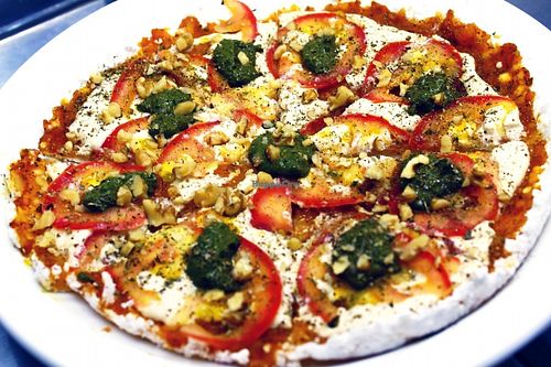 Vegetarian and Vegan Pizza. Once time per month there is a VegPizza Festival at dinner. Its delicious many tipes of vegetarian pizzas. at Orgânico Veg in Florianopolis