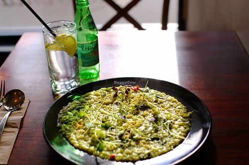 Creamy broccolini & chilli risotto w/ macadamia fetta  at La Veneta in Mt Eliza