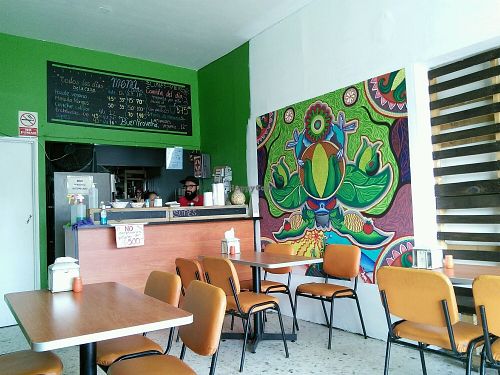 restaurant interior at Pozole Vegetariano Tia Ofe in Guadalajara