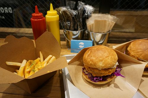 Chicken Burger & Cheese Fries at Ain Soph.Ripple Kabukicho in Tokyo