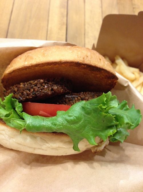 Falafel burger at Ain Soph.Ripple Kabukicho in Tokyo