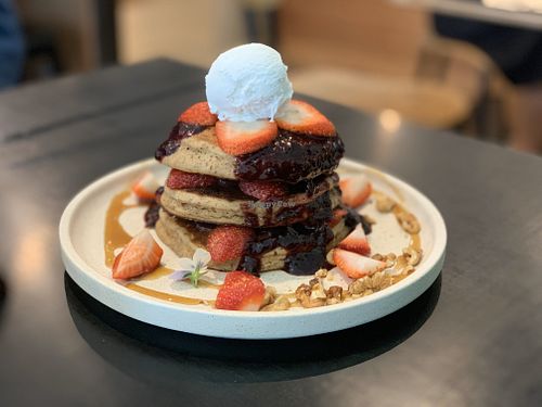 Buckwheat strawberry pancakes  at Island Whole Foods in Cowes