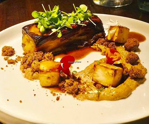 Aubergine Cuisson Sous Vide, Miso, Shiitake & Granola ! at 25 Quarter in Gustavia