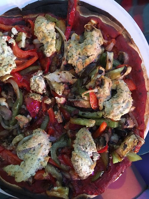 Vegan moo pizza at Pick Me Up Cafe in Chicago