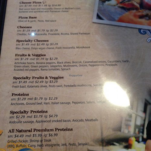 build your own pizza menu at Mellow Mushroom  in Newport News