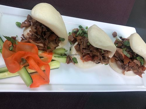 Mushroom and jackfruit baos...so good! at Veg Cafe in Sacramento