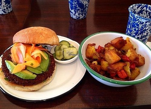Falafel burger  at Veg Cafe in Sacramento