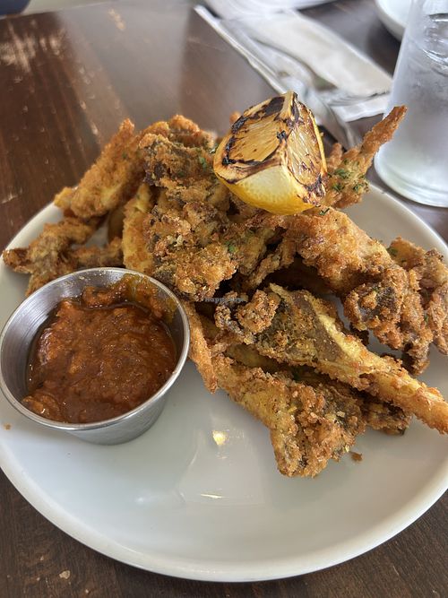 Mushroom calamari   at Veg Cafe in Sacramento