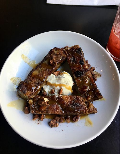 Vegan bread and butter pudding  at Veg Cafe in Sacramento